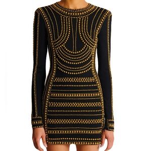 Balmain Short gold bead-embroidered dress